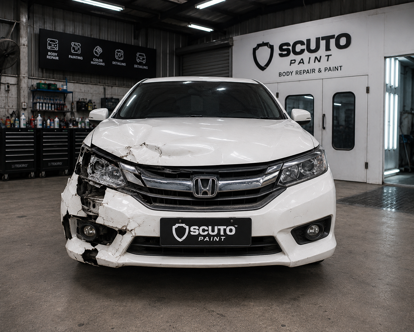 Before - Civic putih rusak